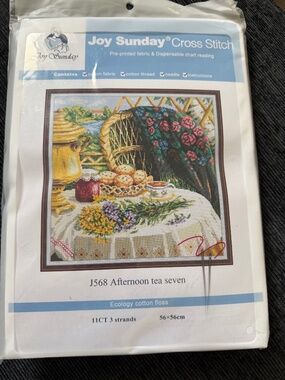 Afternoon Tea Joy Sunday Cross Stitch Kit 11 CT Aida Pre-Printed